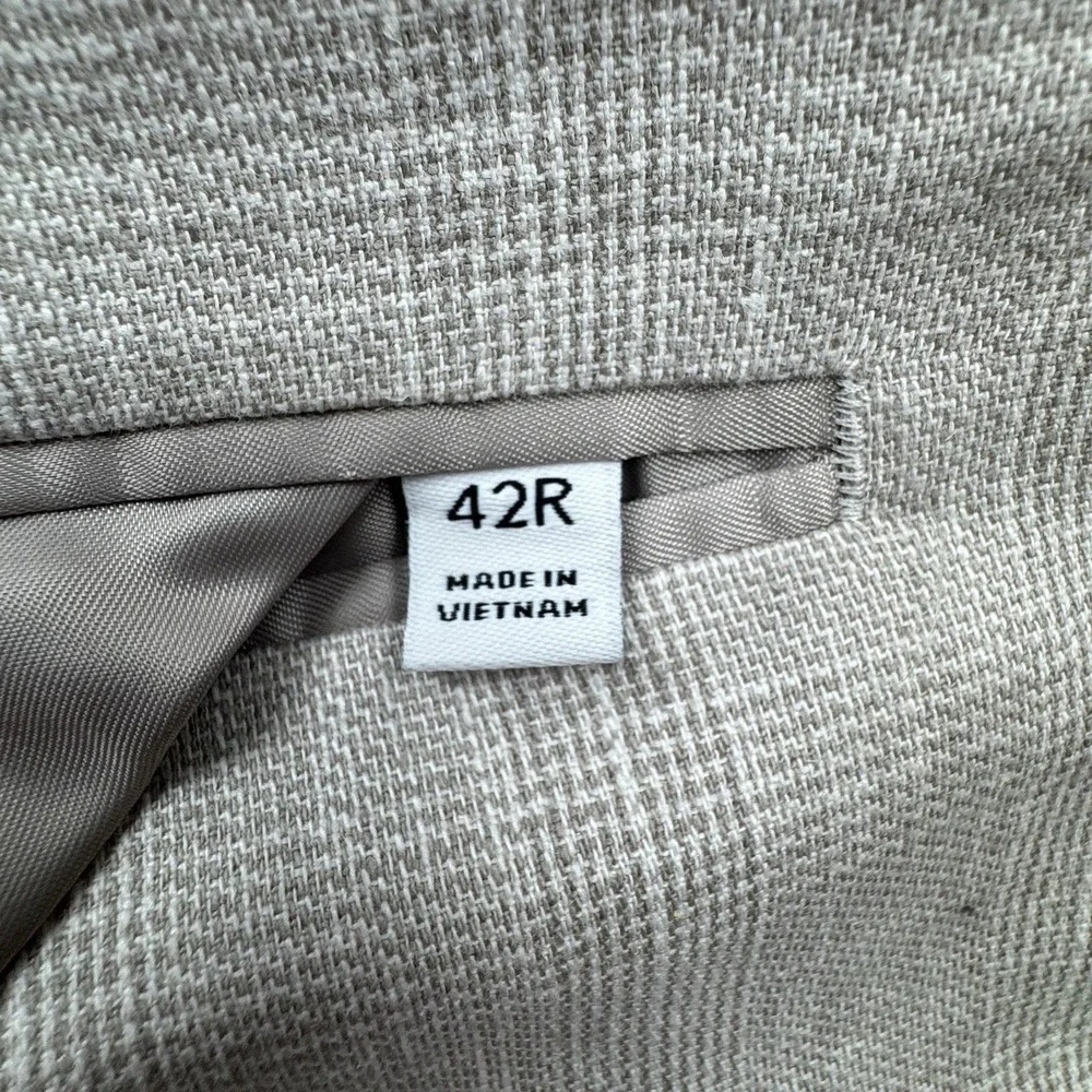 Banana Republic Tailored Fit Sport Coat Blazer Sz 42R Linen Beige Glen Check New